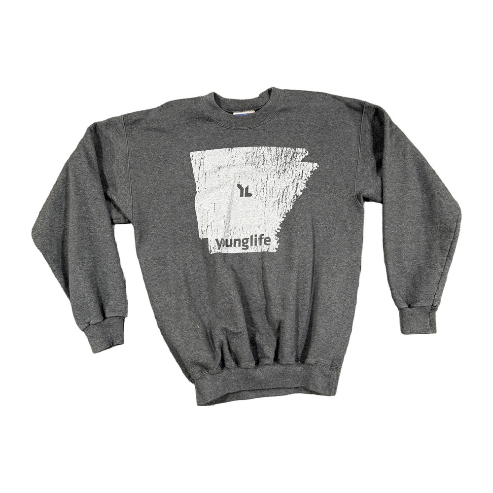Hanes Ultimate Cotton Young Life Arkansas Sweatshirt Gray Mens Medium